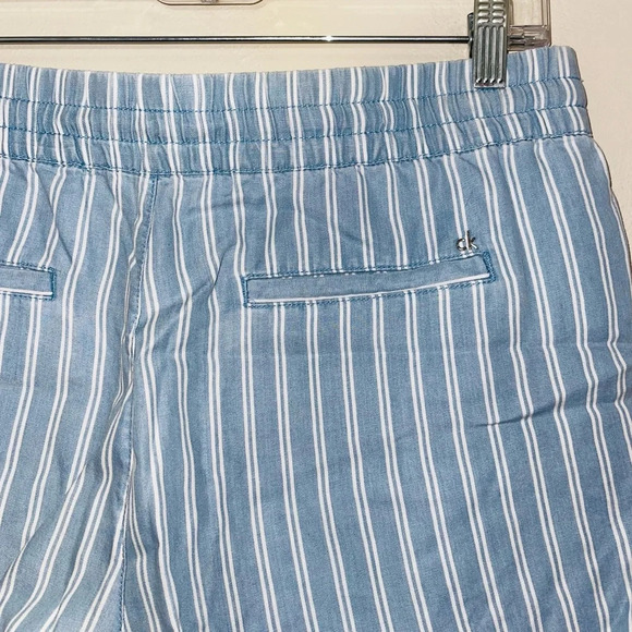 Calvin Klein Blue & White Striped High Rise Pull-on Fabric Shorts 6 Women’s - Picture 6 of 12